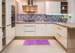 Patterned Bright Neon Pink Purple Rug in a Kitchen, pat2177pur