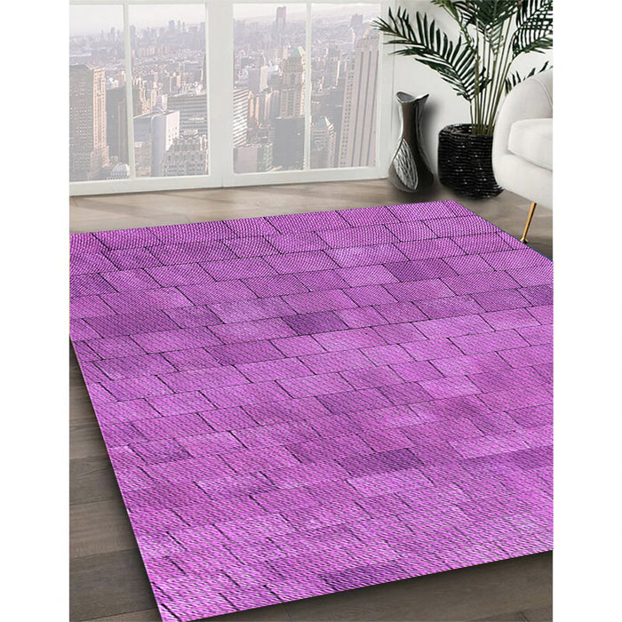 Patterned Bright Neon Pink Purple Rug in Family Room, pat2177pur