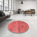 Round Patterned Red Rug in a Office, pat2177rd
