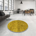 Round Patterned Dark Bisque Brown Rug in a Office, pat2177yw