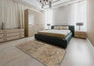 Patterned Reddish Brown Novelty Rug in a Bedroom, pat2177