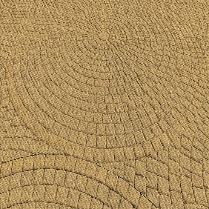 Round Machine Washable Transitional Yellow Rug, wshpat2178brn