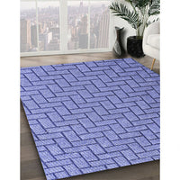 Patterned Denim Blue Rug, pat2179blu