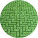 Square Patterned Green Rug, pat2179grn