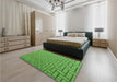 Patterned Green Rug in a Bedroom, pat2179grn