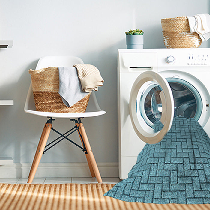 Machine Washable Transitional Diamond Blue Rug in a Washing Machine, wshpat2179lblu
