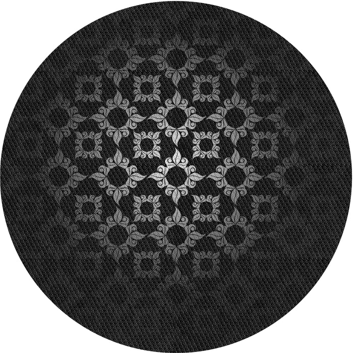Sideview of Patterned Black Novelty Rug, pat217