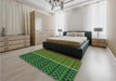 Patterned Midnight Gray Rug in a Bedroom, pat218grn