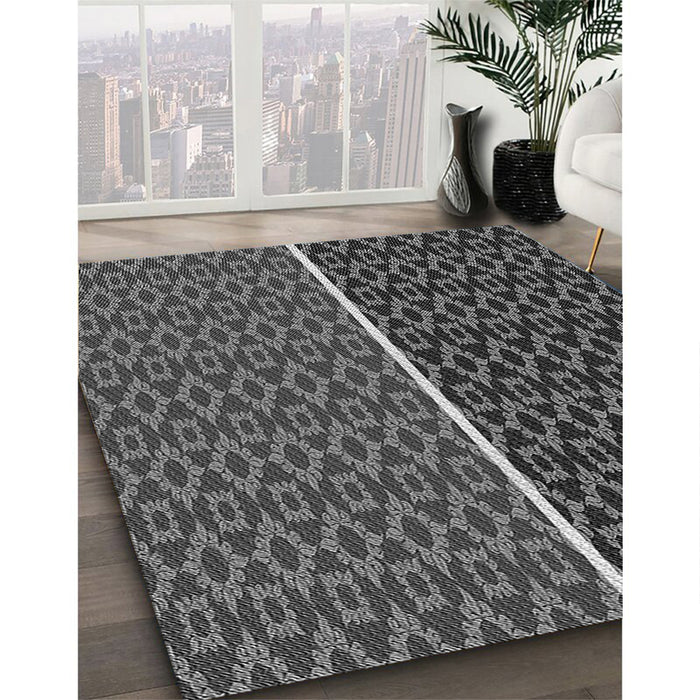 Patterned Gray Rug in Family Room, pat218gry