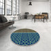 Round Patterned Plum Purple Rug in a Office, pat218lblu