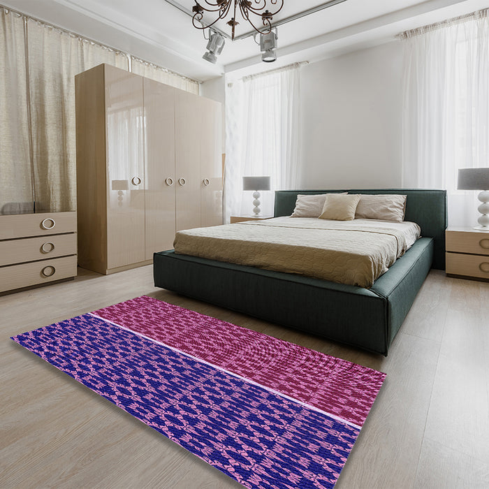 Patterned Purple Rug in a Bedroom, pat218pur