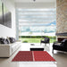 Machine Washable Transitional Red Rug in a Kitchen, wshpat218rd