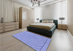 Patterned Jeans Blue Rug in a Bedroom, pat2180blu