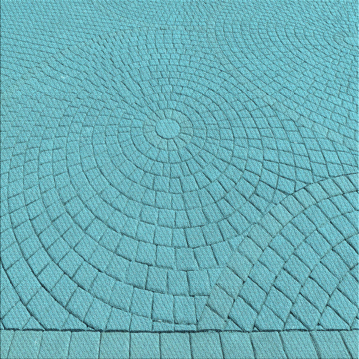 Round Patterned Bright Turquoise Blue Rug, pat2180lblu