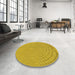 Round Patterned Dark Golden Brown Rug in a Office, pat2180yw