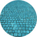 Square Patterned Dark Cyan Green Rug, pat2181lblu