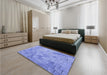 Patterned Sky Blue Rug in a Bedroom, pat2182blu