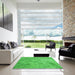 Machine Washable Transitional Neon Green Rug in a Kitchen, wshpat2182grn