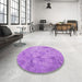 Round Patterned Violet Purple Rug in a Office, pat2182pur