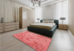 Patterned Fire Red Rug in a Bedroom, pat2182rd