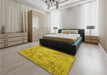 Patterned Dark Golden Brown Rug in a Bedroom, pat2182yw