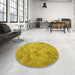 Round Patterned Dark Golden Brown Rug in a Office, pat2182yw