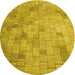 Square Patterned Dark Golden Brown Rug, pat2182yw