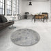 Round Patterned Cloudy Gray Novelty Rug in a Office, pat2182