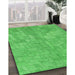 Patterned Neon Green Rug in Family Room, pat2183grn