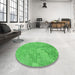 Round Patterned Neon Green Rug in a Office, pat2183grn