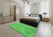 Patterned Neon Green Rug in a Bedroom, pat2183grn
