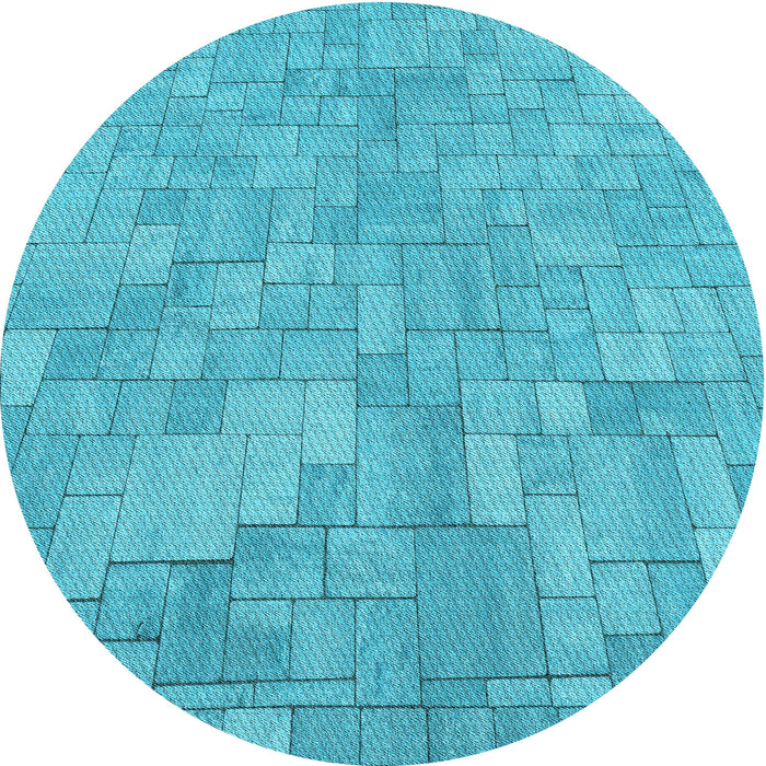 Square Patterned Dark Turquoise Green Rug, pat2183lblu