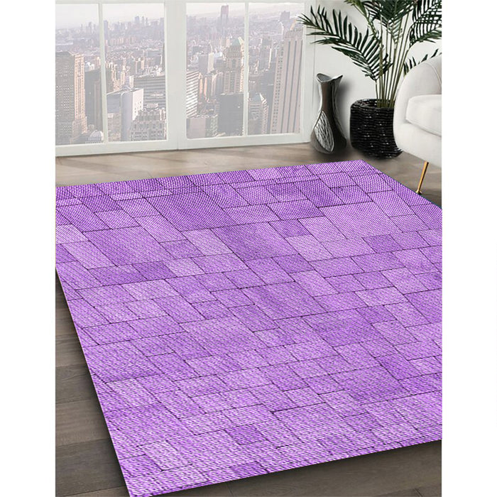 Patterned Violet Purple Rug in Family Room, pat2183pur