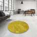 Round Patterned Dark Golden Brown Rug in a Office, pat2183yw