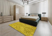 Patterned Dark Golden Brown Rug in a Bedroom, pat2183yw