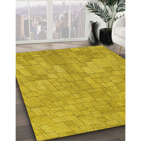 Patterned Dark Golden Brown Rug, pat2183yw