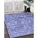 Patterned Slate Blue Rug in Family Room, pat2184blu