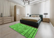Patterned Emerald Green Rug in a Bedroom, pat2184grn