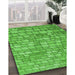 Machine Washable Transitional Emerald Green Rug in a Family Room, wshpat2184grn