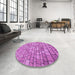 Round Patterned Violet Purple Rug in a Office, pat2184pur