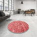 Round Patterned Red Rug in a Office, pat2184rd