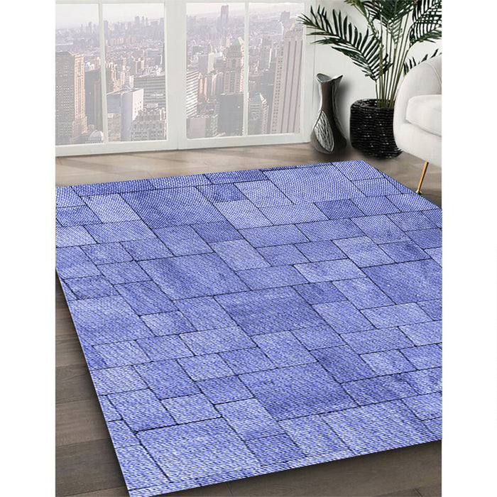 Machine Washable Transitional Denim Blue Rug in a Family Room, wshpat2185blu