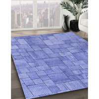 Patterned Denim Blue Rug, pat2185blu