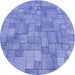 Square Patterned Denim Blue Rug, pat2185blu