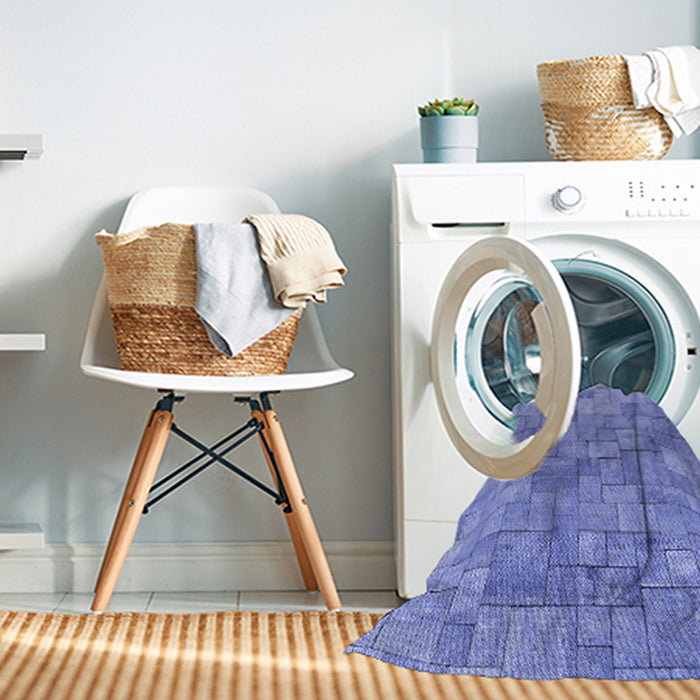 Machine Washable Transitional Denim Blue Rug in a Washing Machine, wshpat2185blu
