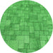 Square Patterned Neon Green Rug, pat2185grn