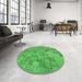 Round Patterned Neon Green Rug in a Office, pat2185grn