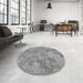 Round Patterned Cloud Gray Rug in a Office, pat2185gry