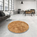 Round Patterned Yellow Rug in a Office, pat2185org