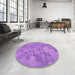 Round Patterned Violet Purple Rug in a Office, pat2185pur